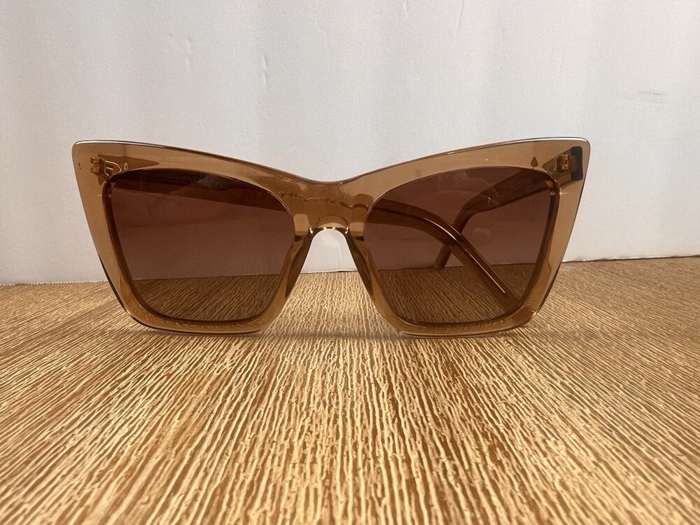 Eleventh Hour “Hangover” Do Not Disturb Sunglasses Brown Cat Eye w/ Case & Cloth